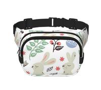 YFSGDLBN Sac banane carré double couche imprimé fleurs lapins oiseaux sac de poitrine quotidien décontracté, Noir , Taille unique