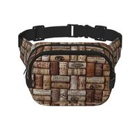 YFSGDLBN Sac banane carré double couche imprimé liège vin sac de poitrine quotidien décontracté, Noir , Taille unique