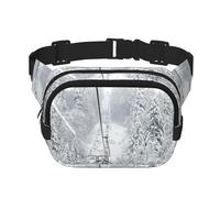 YFSGDLBN Sac banane carré double couche imprimé téléski hiver vieux câble sac de poitrine quotidien décontracté, Noir , Taille unique