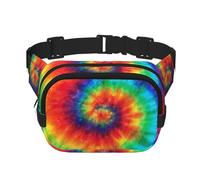 YFSGDLBN Sac banane carré double couche imprimé tie dye hippie sac de poitrine quotidien décontracté, Noir , Taille unique