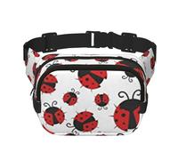 YFSGDLBN Sac banane double couche carré imprimé coccinelle drôle sac de poitrine quotidien décontracté, Noir , Taille unique