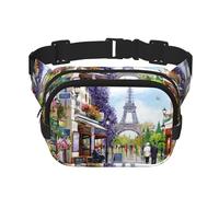 YFSGDLBN Sac de poitrine carré double couche imprimé Tour Eiffel Paris Street Scene Daily Casual Chest Bag, Noir , Taille unique