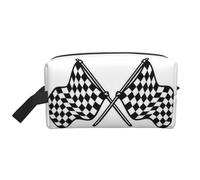 YFSGDLBN Sac de rangement à motif drapeau de course à carreaux - Sac de rangement portable de voyage - Trousse de toilette