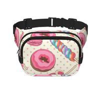YFSGDLBN Sweet Lollipop Cupcake imprimé carré double couche sac banane quotidien décontracté sac poitrine sac, Noir , Taille unique