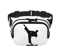 YFSGDLBN Taekwondo Arts Martiaux Imprimé Carré Double Couche Sac Banane Quotidien Décontracté Poitrine Sac, Noir , Taille unique