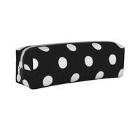 YFSGDLBN Trousse à crayons en cuir noir et blanc avec imprimé à gros pois, blanc, Taille unique, Pochette à monnaie