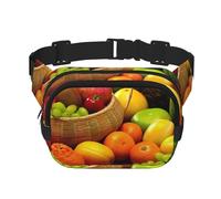 YFSGDLBN Variété légumes frais fruits imprimé carré double couche sac banane quotidien décontracté sac poitrine, Noir , Taille unique