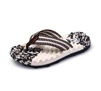 YFSJJ Tongs Hommes Massage Pantoufles,Homme Sandales de Sports Soutien de Voûte Plantaire Tongs Chaussures de Plage et Piscine Plein Extérieur Hommes Sandales(Size:EU 45,Color:Marron)