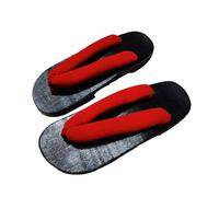 YFSJJ Tongs Sabots Japonais Pantoufles,Hommes Femmes Talons Plats Confortable Sabots à Larges Bords Sandales,Sandales Traditionnelles Japonaises Geta Chaussures(Size:EU 42,Color:Rouge+C)