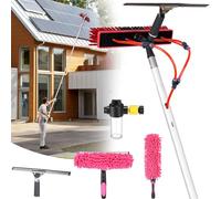 YFSMBD Brosse de Lavage Telescopique 15m, Nettoyage Panneaux Solaires,Murs,Toiture,Vitres,Voiture, Nettoyeur de Vitres Professionnel 2-en-1 avec Perche Telescopique,Distributeur de Savon, 35cm Brosse