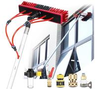 YFSMBD Brosse de Lavage Telescopique 3-16 mètres, Nettoyage Panneaux Solaires, Toiture, Murs, Vitres, Voiture, avec Perche Telescopique, 20m Tuyau, Distributeur Savon (7m,35cm Brosse)