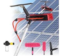 YFSMBD Brosse de Lavage Telescopique 3-20m, Nettoyage Panneaux Solaires, Toiture, Murs, Vitres, Voiture, avec avec Raclette, Plumeau, Distributeur de Savon & 20m Tuyau (35cm Brosse,8m)