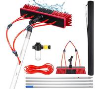 YFSMBD Brosse de Lavage Télescopique 6m avec Raccord D'eau, Réservoir de Détergent et Tuyau de 20m, pour Fenêtres, Installations Solaires, Vérandas, Toit, Camping-cars - 55cm Brosse
