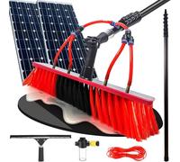 YFSMBD Brosse Télescopique Toiture, 15M Perche en Fibre de Carbone de Nettoyage avec Raclette et Réservoir de Savon, Compatible Tuyau Universel pour Panneaux Solaires, Vérandas,Vitres - 55cm Brosse
