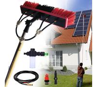YFSMBD Brosse Télescopique Toiture,3-15 mètres Perche de Nettoyage avec Raccord d’Eau et Réservoir de Savon - Compatible Tuyau Universel pour Panneaux Solaires, Toits et Vérandas (55cm Brush,11.3m)