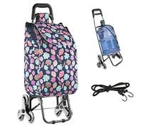 YFSMBD Chariot de Course | Chariot marché 6 Roues - 3 Roues de Chaque côté | 2 en 1 Poussette marché Pliable et Diable | Caddie Panier Montant escalier, 40 L (D)