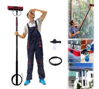 YFSMBD Perche Télescopique de Nettoyage,3,6-6 m Toiture et Panneaux Solaires - Brosse Telescopique de Nettoyage, Kit professionnel avec Barre de Lavage à Pulvérisation d'eau (35cm Brush,6M)