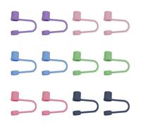 YFTRFR 12 Pièces Couvercles de Paille, Silicone Etanches à la Poussière aux Fuites Réutilisables Protection pour les Activités de Plein Air, Une Utilisation Quotidienne en Fête(6 Couleur)