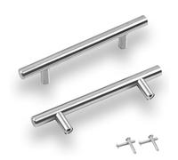 YFTRFR 2 Pièces Poignée de Meuble Cuisine Argent Acier Brossé Poignée en T pour Porte d'Armoire Espacement des Trous de 160MM pour Tiroir Meuble Cuisine Home Decorating Penderies Salle de Bain