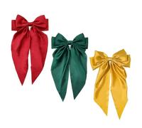 YFTRFR 3 Pièces Pinces à Cheveux avec Nœud Satin, Barrettes à Long Ruban Soyeux Nœuds à Cheveux Surdimensionnés Accessoires Métalliques Accessoires à Tresses Nœud pour Mariage, Fête, Anniversaire
