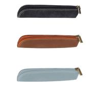 YFTRFR 3 Pièces Trousse à Crayons en Cuir, Portables Petites Trousses Minimalistes Pochettes Fines Zippées pour Fournitures de Papeterie, Bureau, école, Voyage, Petits Objets(3 Couleur)