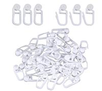YFTRFR 50 Pièces Crochets en Plastique Blanc Rouleaux De Tringle à Rideaux Glissières pour Rideaux Rail Fenêtre Porte et Douche Accessoires pour Crochets à Clapser Blancs Dimensions Standard