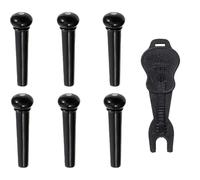 YFTRFR 6 Pièces Chevilles de Chevalet de Guitare 1 Extracteur de Cevilles pour Instrument de Guitare Acoustique Electrique Acoustique Ukulélé Accessoires de Haute Qualité pour la Réparation Noir