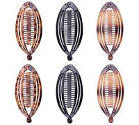 YFTRFR 6 Pièces Pinces À La Banane, Double Peigne Accessoires de Coiffure Queue de Poisson Clip Classique pour Sport la Vie Quotidienne, Femmes Cheveux Longs, Bouclés et Raides(3 Couleur)
