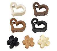 YFTRFR 7 Pièces Pinces à Cheveux Plastique Mat, Agréments Coiffure Mode Pinces à Griffes à Forme Fleur Serre-Cheveux Forte Tenue Accessoires Cœur Antidérapante pour Port Quotidien et Style Hawaïen
