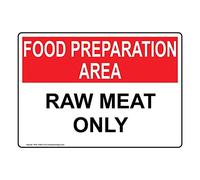 YFULL Plaque en métal « Food Preparation Area Raw Meat Only » 30,5 x 40,6 cm avec texte en anglais, blanc