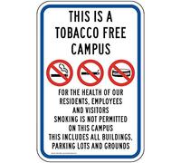 YFULL Plaque réfléchissante verticale en métal « This is a Tobacco Free Campus », 20,3 x 30,5 cm avec texte et symbole anglais, blanc