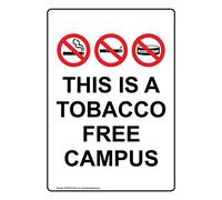 YFULL Plaque verticale en métal avec inscription « This is A Tobacco Free Campus » - 20,3 x 30,5 cm - Blanc
