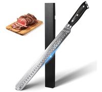 YFWOOD Couteau à découper tranchant de 30,5 cm avec manche en bois, outil de coupe de qualité supérieure pour trancher les rôtis, barbecues, dinde, pain avec coffret cadeau