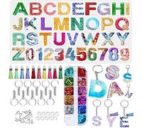 YFWUQI Moule Resine Epoxy, Moulle Silicone Resine Epoxy Alphabet, Kit Resine Epoxy Complet, Moule Resine Epoxy pour Bricolage Bijoux,Pendentif,Porte Clé