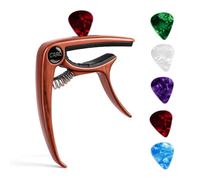 YFYWINSH 3-in-1-Holz-Kapodaster Universal Robuster mit 5 Plektren Kapodaster mit Plektrumhalter und Stegstimmwirbelzieher für Akustikgitarre E-Gitarre Bass Ukulele Banjo Mandoline, Gitarren Zubehör
