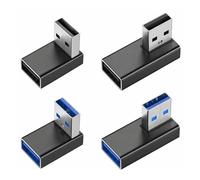 YFYWINSH 4PCS Adaptateur USB 3.0 à 90 Degrés,Adaptateur USB vers USB à Angle Droit Support du Transfert de Données et OTG pour PC, Ordinateur Portable, Banque d'alimentation (2 Gauche et 2 Droites)