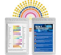 YFYWINSH Lot de 25 Bandelettes Test Eau Aquarium 16 en 1, Bandelette pH, Bandelettes de Test d'eau Potable, Kit Test Aquarium Eau Douce Et Eau Salée, Test Nitrite Nitrate pH GH KH Chlore Cuivre Fer