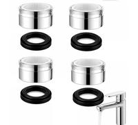YFYWINSH Lot de 4 Mousseur robinet M24, Adapté Embout Robinet Salle de Bain m24 en Inox et ABS, avec joints, économique en eau, pour Cuisine et Salle de Bain, avec Fonction Anti-Calcaire