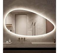 YFZNWHX Miroir Décoratif Asymétrique À LED for Salle De Bain, Miroir De Maquillage Mural Anti-buée À LED, Réglable 3000-6000K, Mémoire, Intensité Variable, Interrupteur Tactile (Size : 60x90cm)