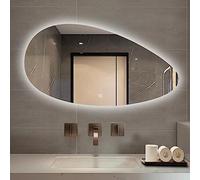 YFZNWHX Miroir Éclairé Ovale Irrégulier, Miroir Mural De Salle De Bain, 50X80CM/60X90CM/60X100CM Miroir Asymétrique avec Éclairage LED, Dimmable, Fonction Mémoire (Size : 60x100cm)