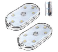 Ygapuzi 2 pièces Eclairage intérieur LED sans Fil pour Voiture Eclairage Tactile LED pour Voiture Rechargeable par USB avec 6 Perles LED Super Lumineuses Eclairage d'ambiance pour l'intérieur (Blanc)