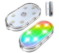 Ygapuzi 2 pièces Lampe à LED sans fil pour l'intérieur de la voiture, 7 couleurs, rechargeable par USB, avec 6 perles de lumière LED super brillantes, lumière d'ambiance pour l'intérieur de la voiture