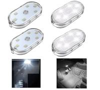 Ygapuzi 4 pièces Eclairage intérieur LED sans Fil pour Voiture Eclairage Tactile LED pour Voiture Rechargeable par USB avec 6 Perles LED Super Lumineuses Eclairage d'ambiance pour l'intérieur (Blanc)