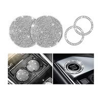 Ygapuzi Bling Car Coasters, Lot de 2 sous-Verres de Voiture avec Strass en Cristal et 2 Packs d'accessoires d'intérieur de véhicule Bling Bling pour Femme et Fille (Blanc)
