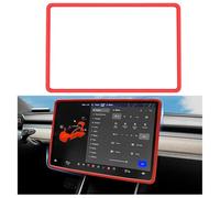 Ygapuzi Cadre protecteur de bord d'écran Compatible avec Tesla Model 3/Y 2017-2023 Silicone Console centrale Écran tactile Bumper Décoration Protection incassable genou Accessoires d'intérieur (rouge)