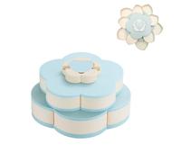 Ygapuzi double couche snack Box fleur en forme de conteneur de bonbons rotatif avec support de téléphone portable 10 compartiments de stockage de snacks pour les bonbons, noix, Chips et olives (Bleu)