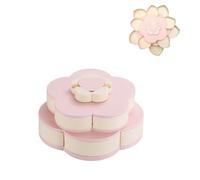 Ygapuzi double couche snack Box fleur en forme de conteneur de bonbons rotatif avec support de téléphone portable 10 compartiments de stockage de snacks pour les bonbons, noix, Chips et olives (Rose)