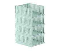 Ygapuzi Empilable Vêtements Panier De Rangement Organisateur Coulissant Armoire Tiroir Étagère DIY Diviseur Séparateur Bureau Conteneur pour Armoire (Vert - Paquet de 4)