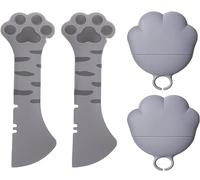 Ygapuzi Ensemble de fournitures pour aliments pour animaux de compagnie couvercle de boîte en silicone universel de chat 2 - en - 1 spatula chien patte cuillère chat alimentation pour (Gris chat bleu)