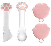 Ygapuzi Ensemble de Fournitures pour Aliments pour Animaux de Compagnie Couvercle de boîte en Silicone Universel de Chat 2 - en - 1 Spatula Chien Patte cuillère Chat Alimentation pour (Rose & Blanc)